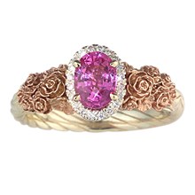 Floral Bouquet Rope Shank Engagement Ring - top view